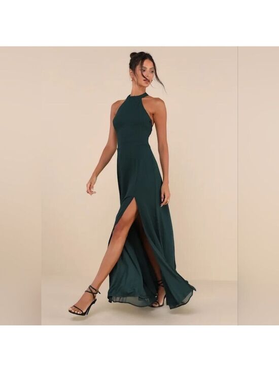 Lulus Dresses & Skirts - Lulus - Confidently Charismatic Emerald Backless Halter Maxi Dress